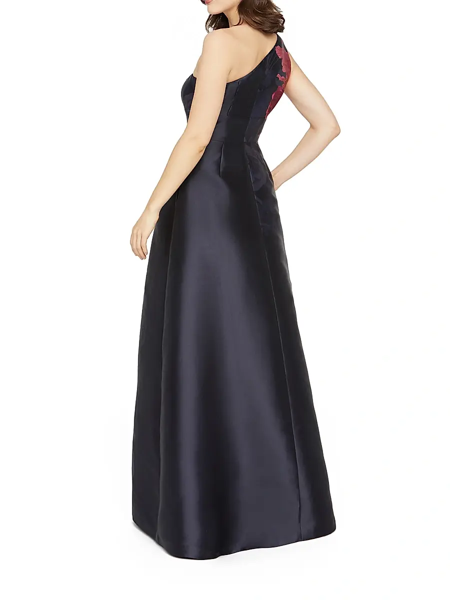 Kay Unger Women's Dianna Floral Mikado One-Shoulder Gown | Thumbnail 4