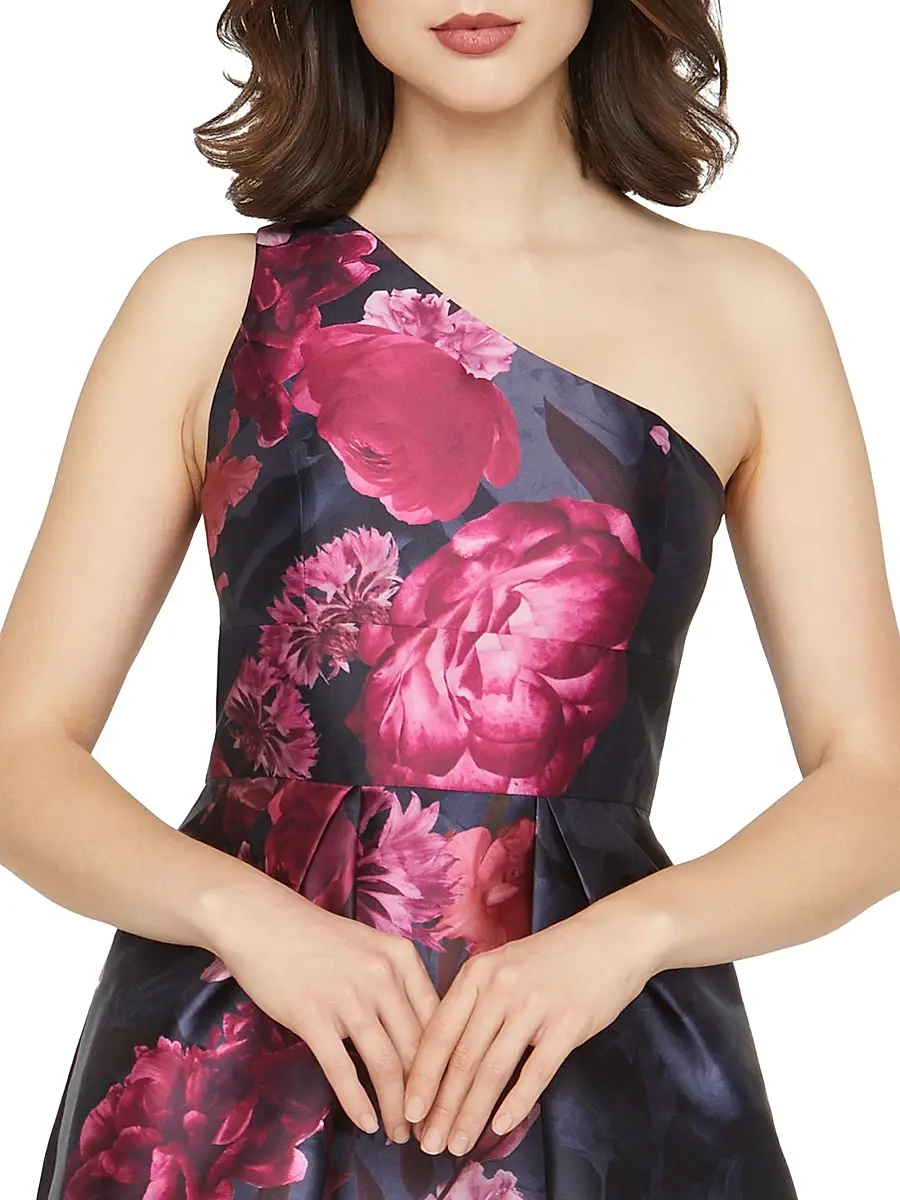 Kay Unger Women's Dianna Floral Mikado One-Shoulder Gown | Thumbnail 6