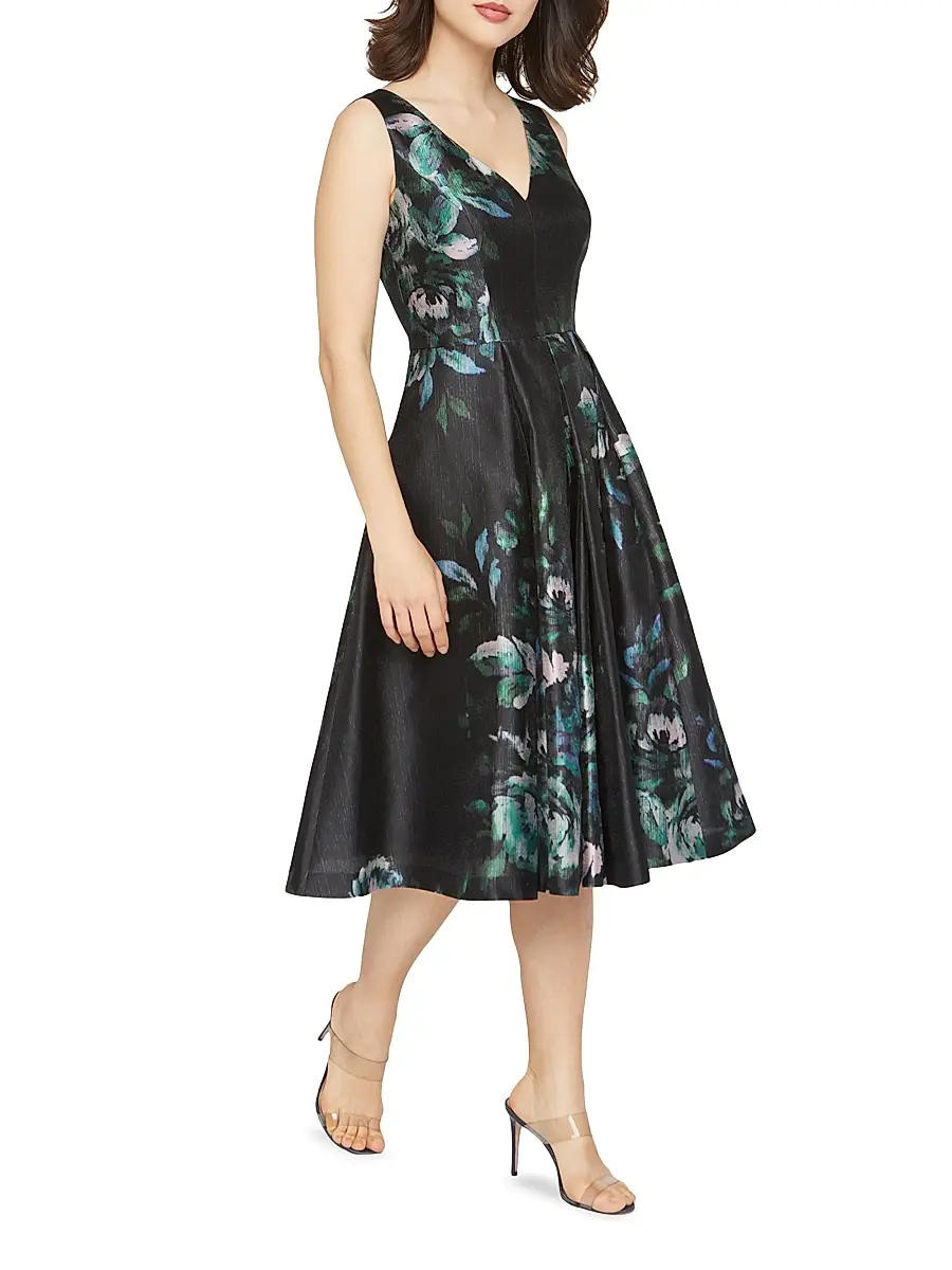 Kay Unger Women's Brooke Floral Mikado Fit & Flare Midi-Dress | Thumbnail 4