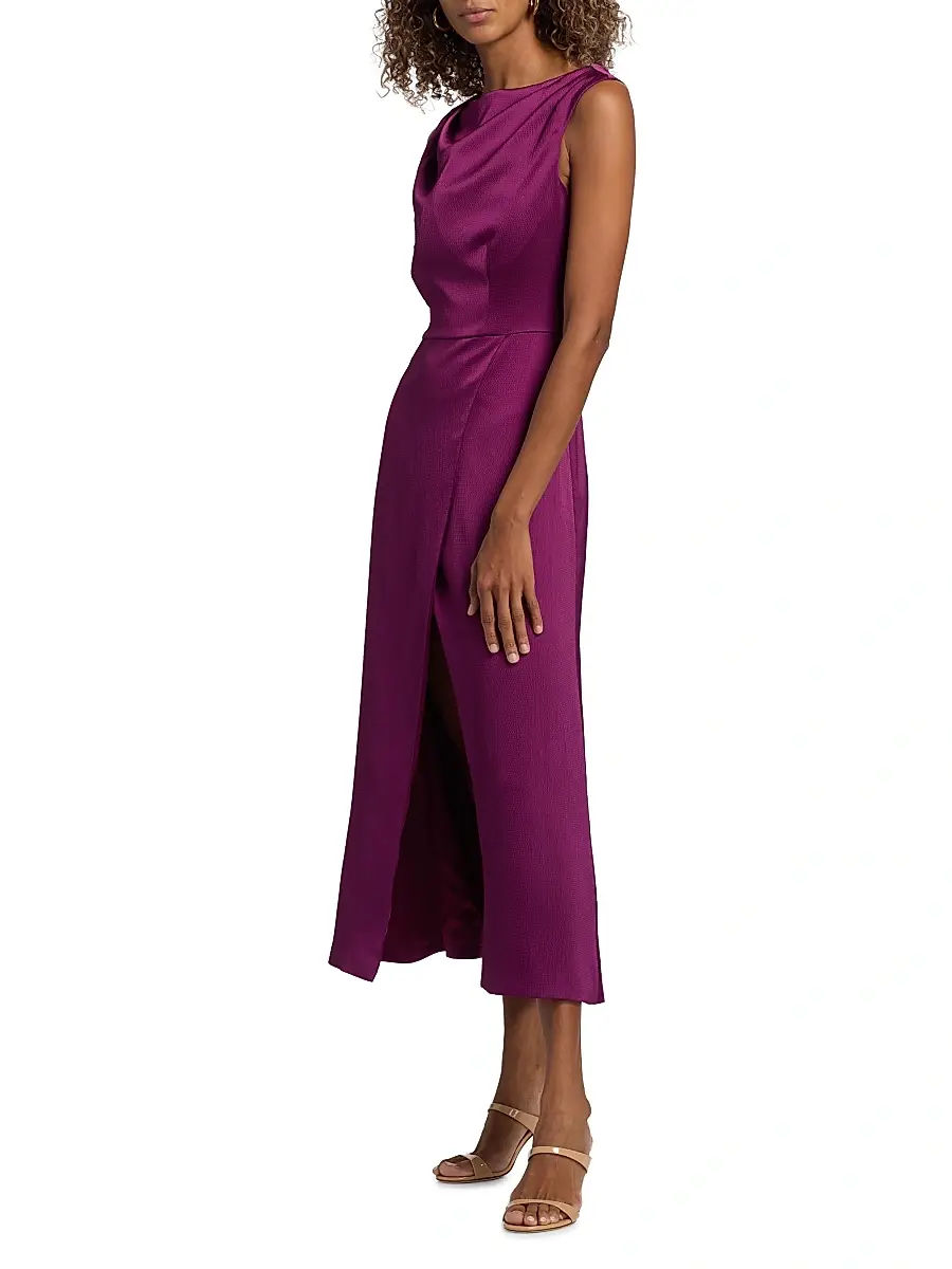 Kay Unger Women's Ginger Satin Tea-Length Dress | Thumbnail 4 Kay Unger Women's Ginger Satin Tea-Length Dress | Thumbnail 4