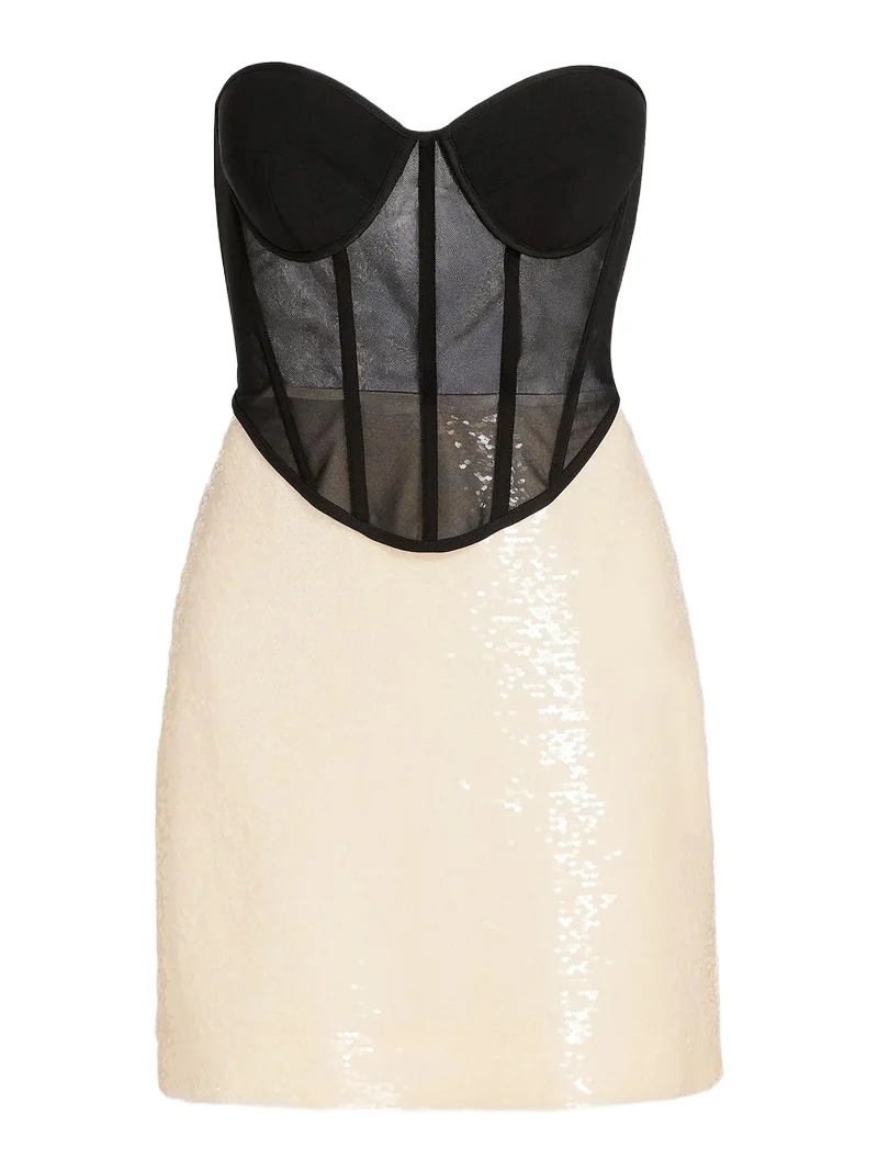 BCBGMAXAZRIA Women's Mila Mesh & Sequin Corset Minidress