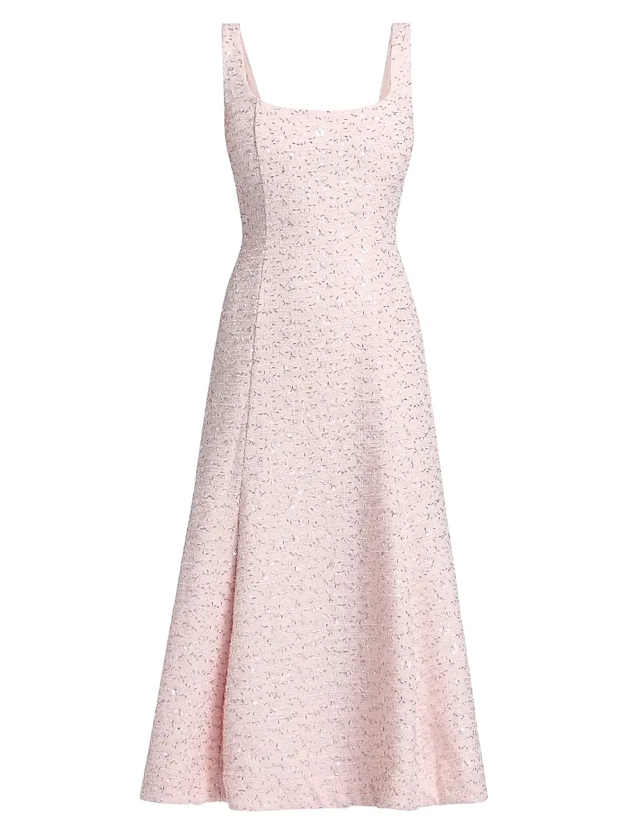 As It May Women's Meadow Embellished Tweed Midi-Dress - Powder Pink | Image 1 As It May Women's Meadow Embellished Tweed Midi-Dress - Powder Pink | Image 1