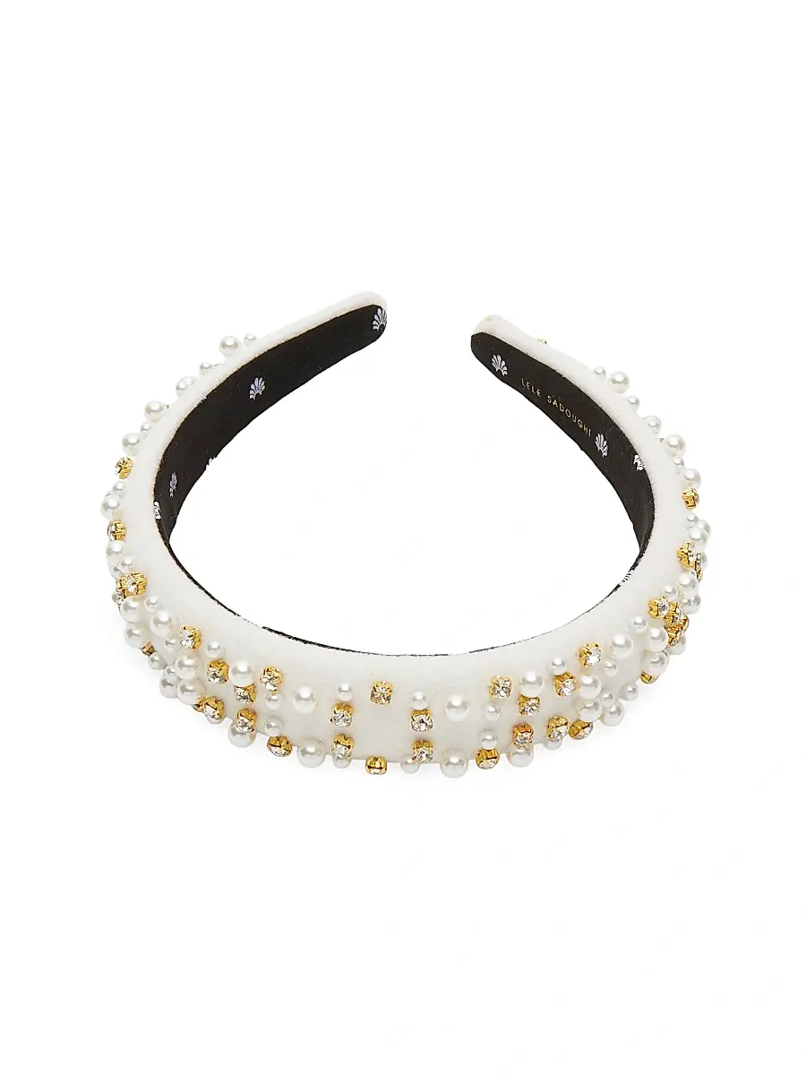 Lele Sadoughi Women's Charlotte 14K Gold-Plated Bead & Imitation Pearl Headband | Thumbnail 2