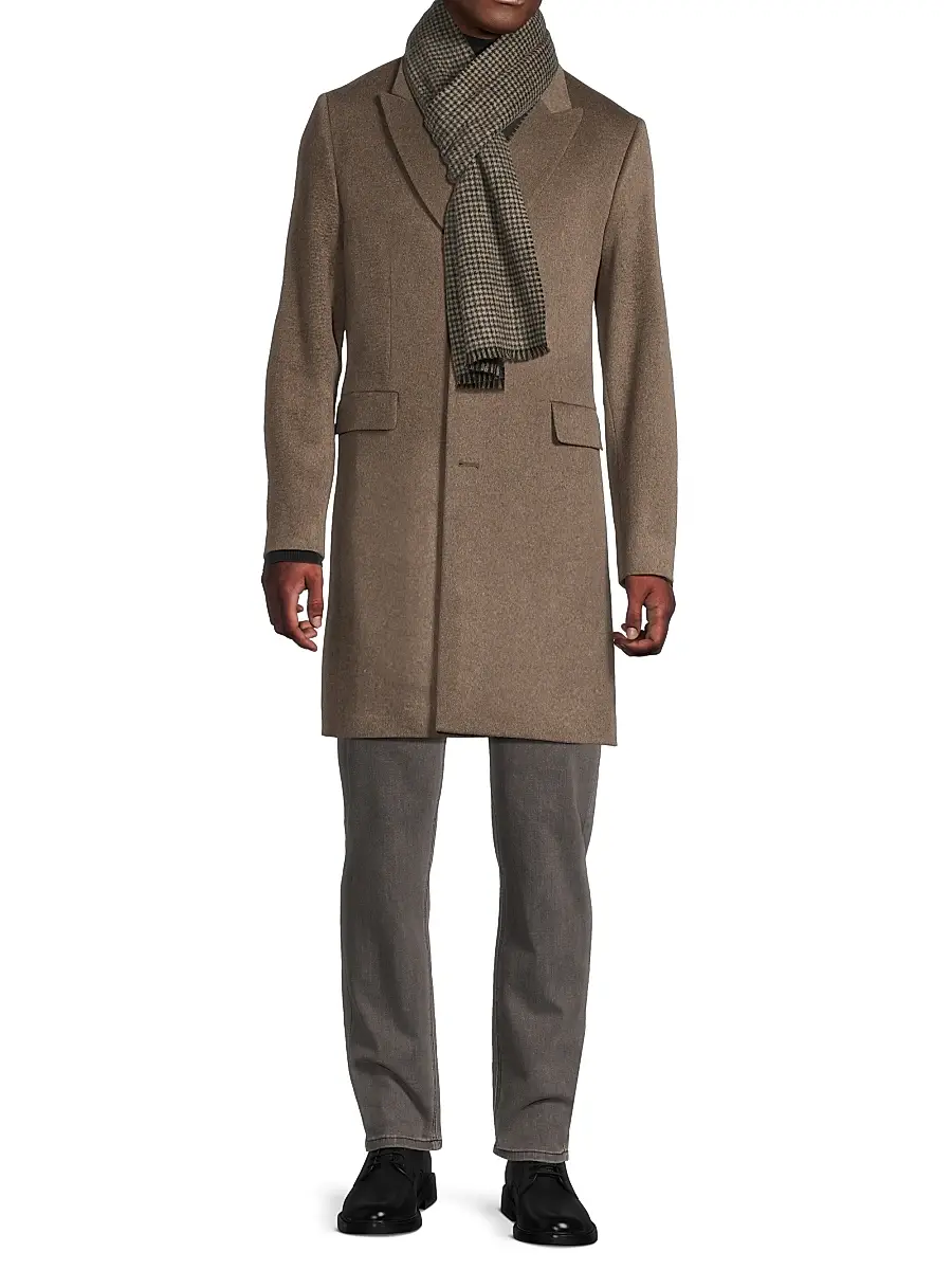 Vince Men's Houndstooth Double-Face Wool-Cashmere Scarf | Thumbnail 2 Vince Men's Houndstooth Double-Face Wool-Cashmere Scarf | Thumbnail 2