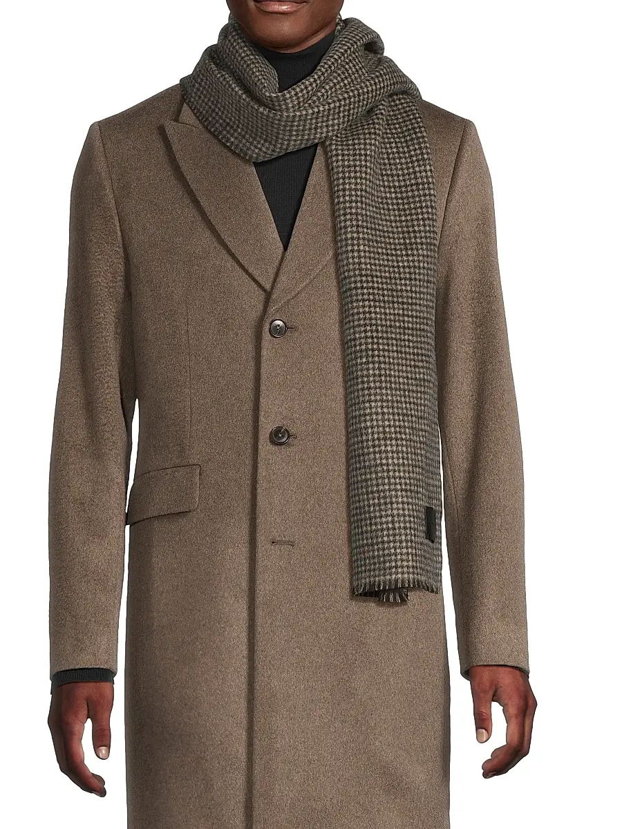 Vince Men's Houndstooth Double-Face Wool-Cashmere Scarf | Thumbnail 3 Vince Men's Houndstooth Double-Face Wool-Cashmere Scarf | Thumbnail 3