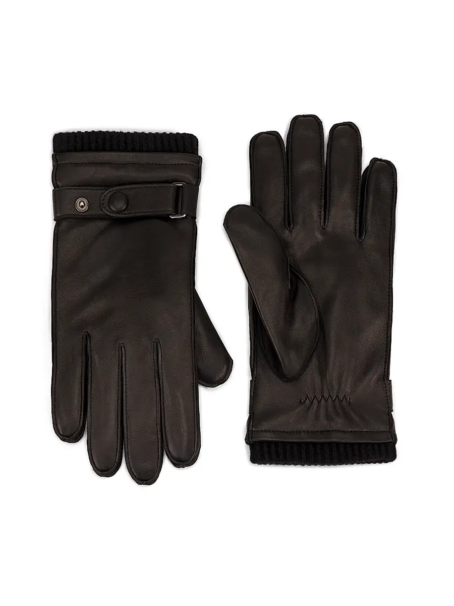 Vince Men's Leather & Cashmere Gloves - Black