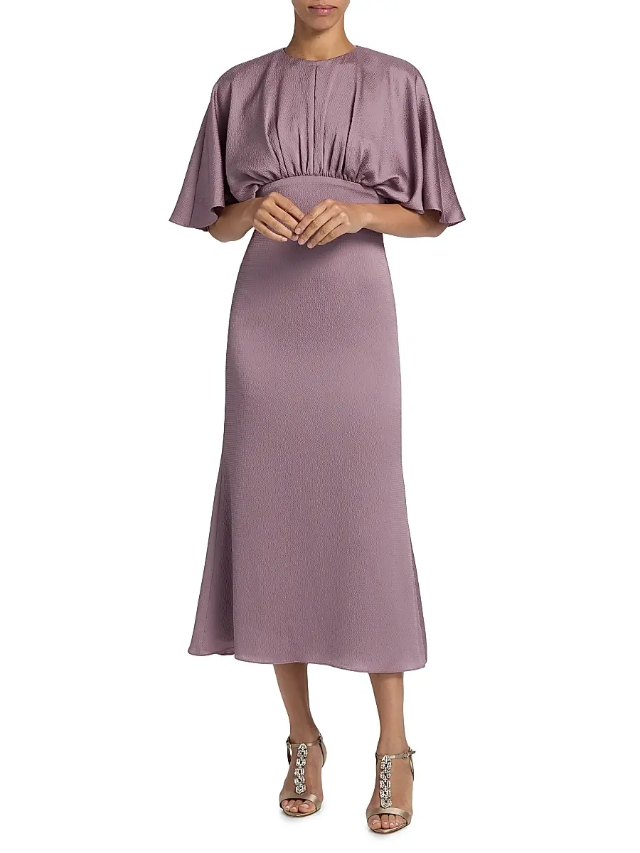 Amsale Women's Satin Flutter-Sleeve Midi-Dress | Thumbnail 2 Amsale Women's Satin Flutter-Sleeve Midi-Dress | Thumbnail 2