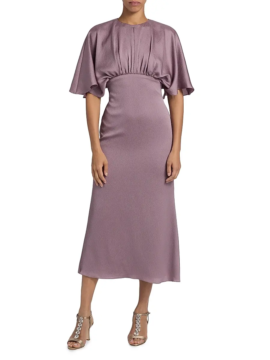 Amsale Women's Satin Flutter-Sleeve Midi-Dress | Thumbnail 3 Amsale Women's Satin Flutter-Sleeve Midi-Dress | Thumbnail 3