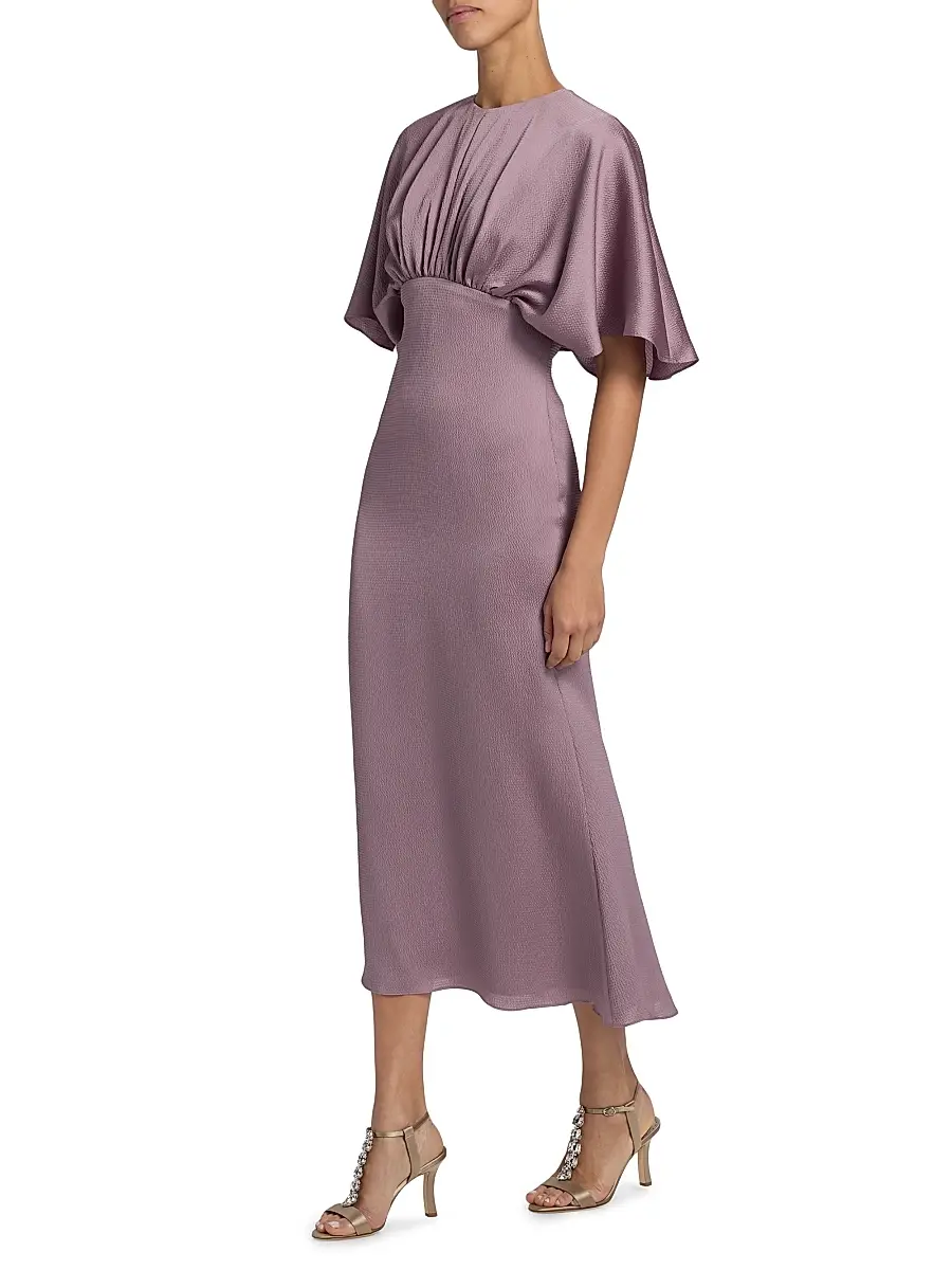 Amsale Women's Satin Flutter-Sleeve Midi-Dress | Thumbnail 4 Amsale Women's Satin Flutter-Sleeve Midi-Dress | Thumbnail 4