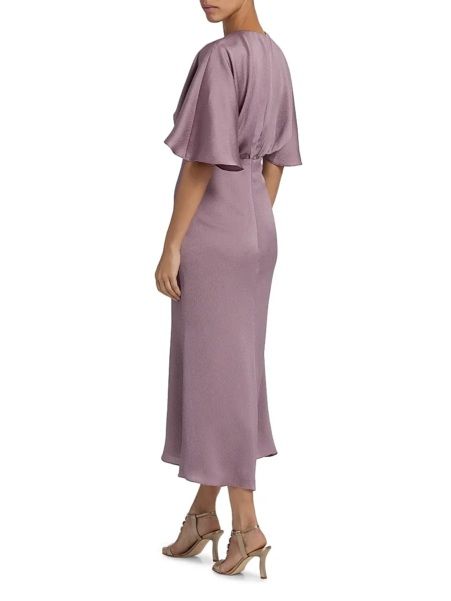 Amsale Women's Satin Flutter-Sleeve Midi-Dress | Thumbnail 5 Amsale Women's Satin Flutter-Sleeve Midi-Dress | Thumbnail 5