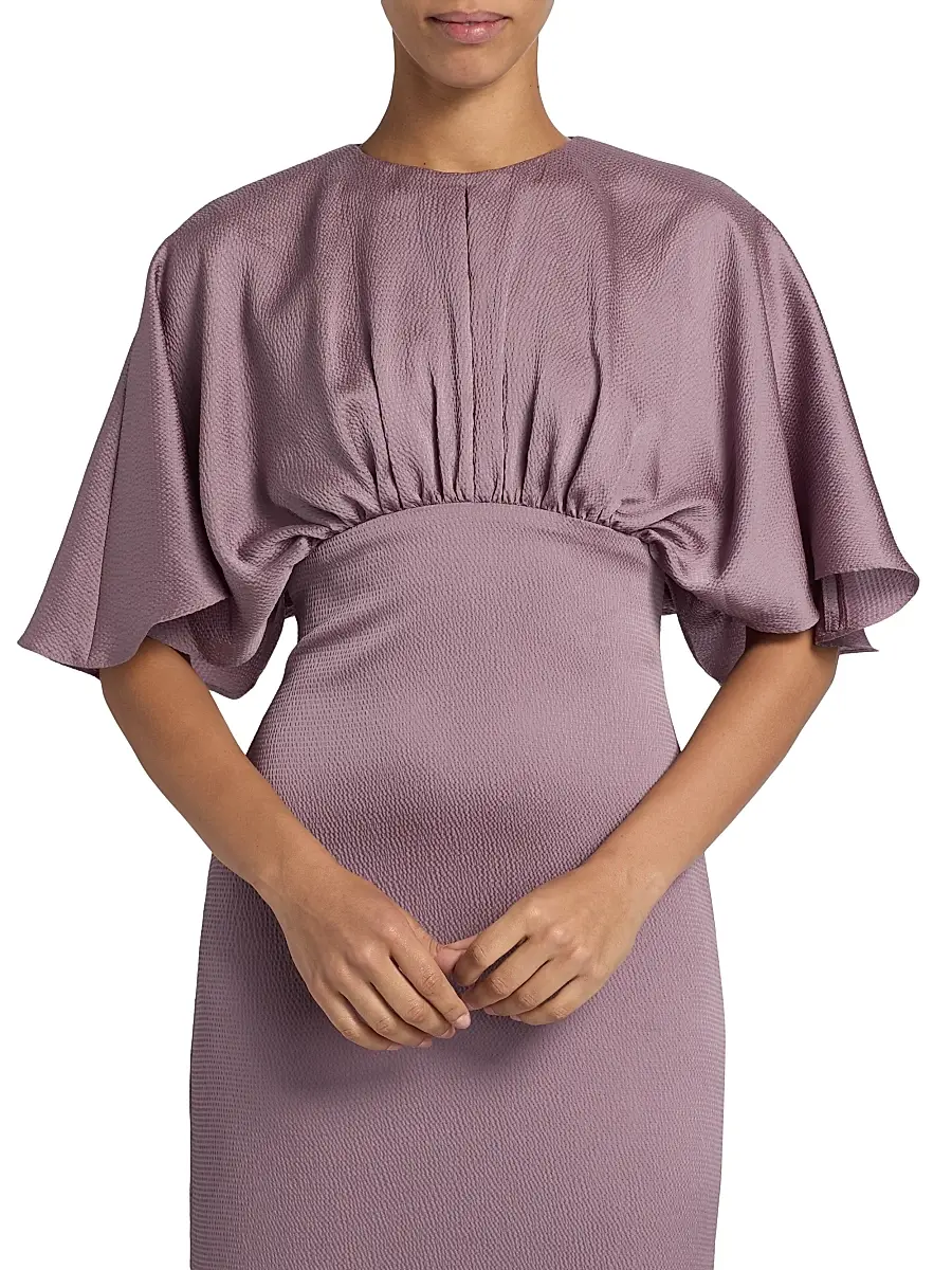 Amsale Women's Satin Flutter-Sleeve Midi-Dress | Thumbnail 6 Amsale Women's Satin Flutter-Sleeve Midi-Dress | Thumbnail 6