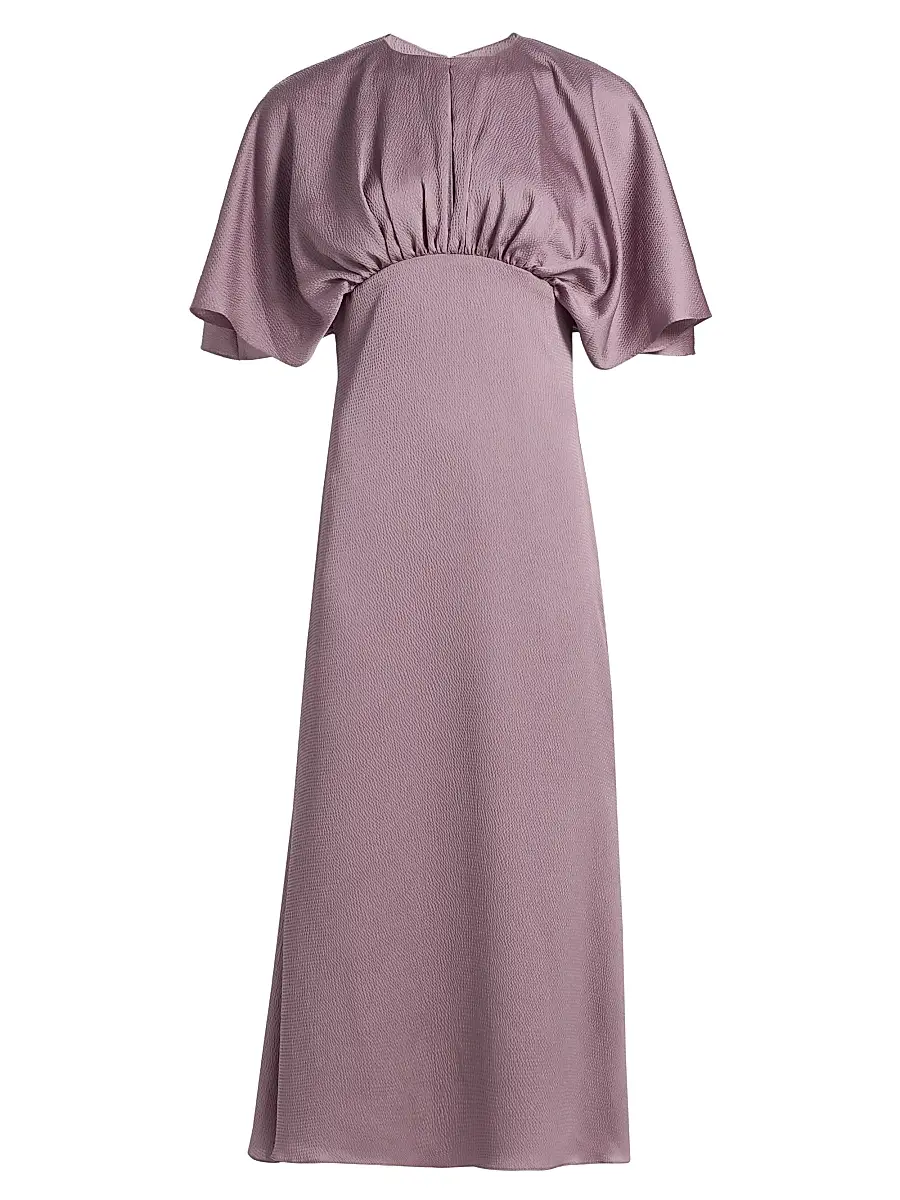 Women's Satin Flutter-Sleeve Midi-Dress Women's Satin Flutter-Sleeve Midi-Dress
