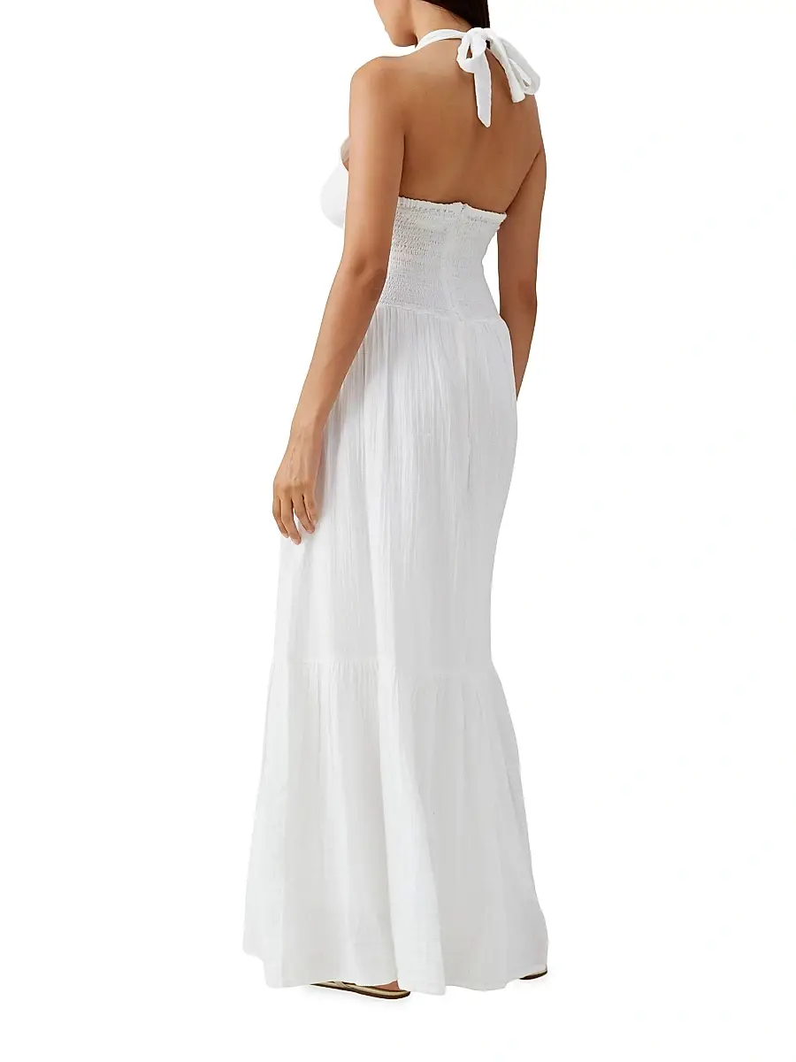 Melissa Odabash Women's Shay Crinkled Cotton Halterneck Maxi Dress | Thumbnail 3 Melissa Odabash Women's Shay Crinkled Cotton Halterneck Maxi Dress | Thumbnail 3