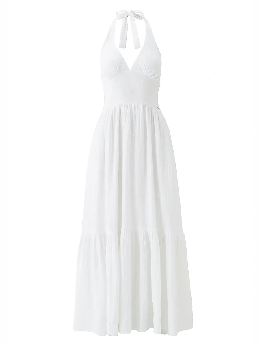 Melissa Odabash Women's Shay Crinkled Cotton Halterneck Maxi Dress - White | Image 1 Melissa Odabash Women's Shay Crinkled Cotton Halterneck Maxi Dress - White | Image 1