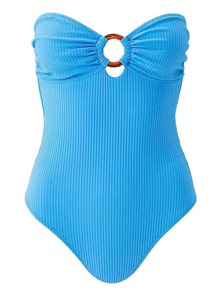 Melissa Odabash Women's Cozumel Ribbed Bandeau One-Piece Swimsuit