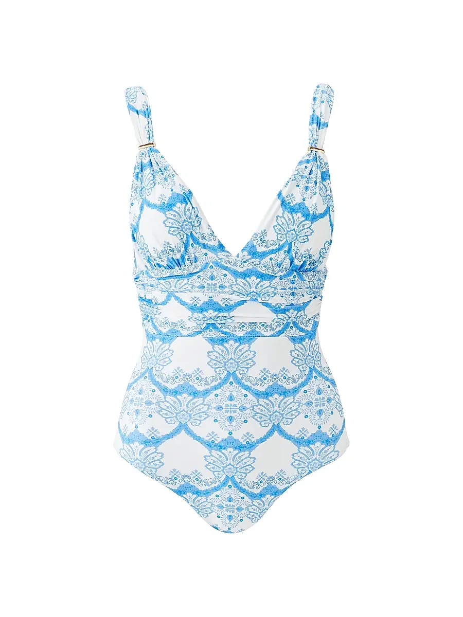 Melissa Odabash Women's Panarea Floral V-Neck One-Piece Swimsuit - Florian | Image 1 Melissa Odabash Women's Panarea Floral V-Neck One-Piece Swimsuit - Florian | Image 1