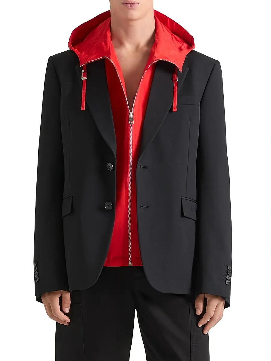 Givenchy Men's Single-Breasted Regular Jacket in Wool - Black | Thumbnail 2