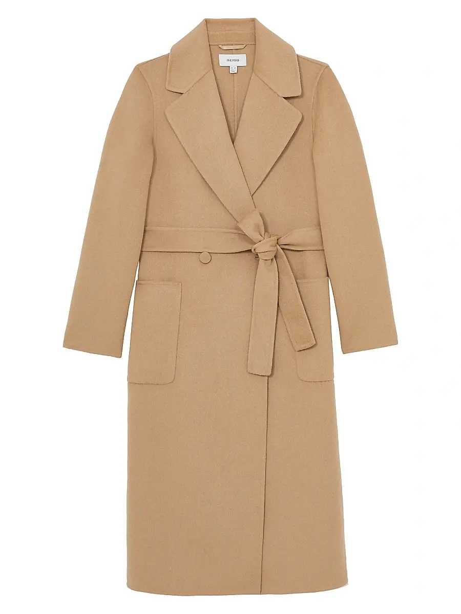 Reiss Women's Lucia Double-Breasted Blindseam Coat - Dark Camel | Image 1 Reiss Women's Lucia Double-Breasted Blindseam Coat - Dark Camel | Image 1
