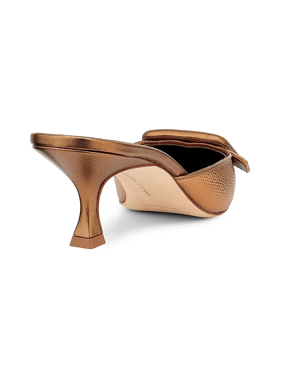 Manolo Blahnik Women's Maysalebi 50MM Snake-Embossed Metallic Leather Mules - Bronze | Thumbnail 3 Manolo Blahnik Women's Maysalebi 50MM Snake-Embossed Metallic Leather Mules - Bronze | Thumbnail 3