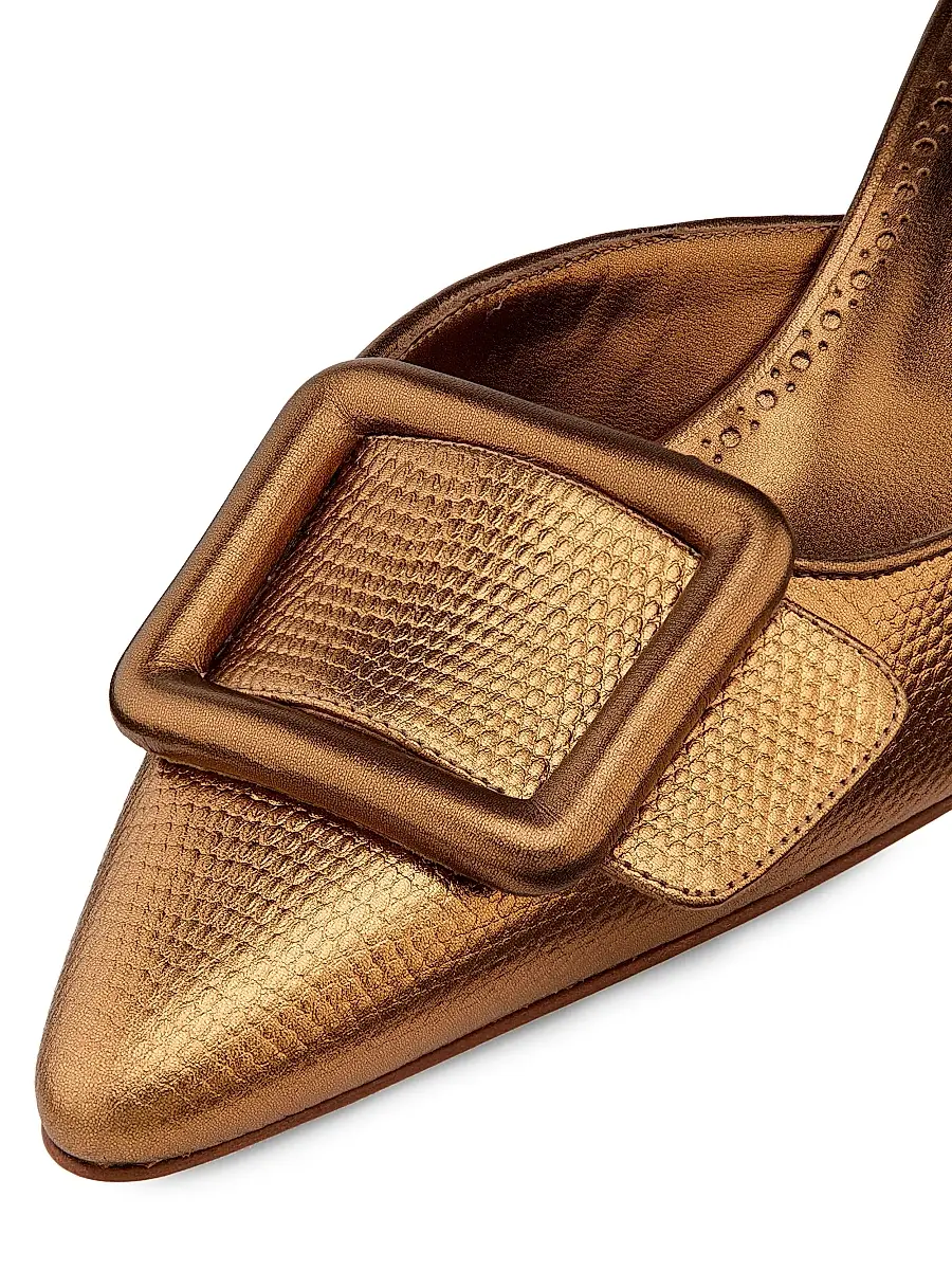 Manolo Blahnik Women's Maysalebi 50MM Snake-Embossed Metallic Leather Mules - Bronze | Thumbnail 6 Manolo Blahnik Women's Maysalebi 50MM Snake-Embossed Metallic Leather Mules - Bronze | Thumbnail 6
