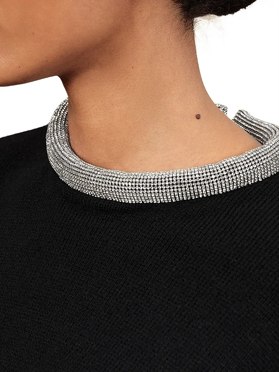 Reiss Women's Crissie Embellished Necklace-Trim Knit Sweater | Thumbnail 4 Reiss Women's Crissie Embellished Necklace-Trim Knit Sweater | Thumbnail 4