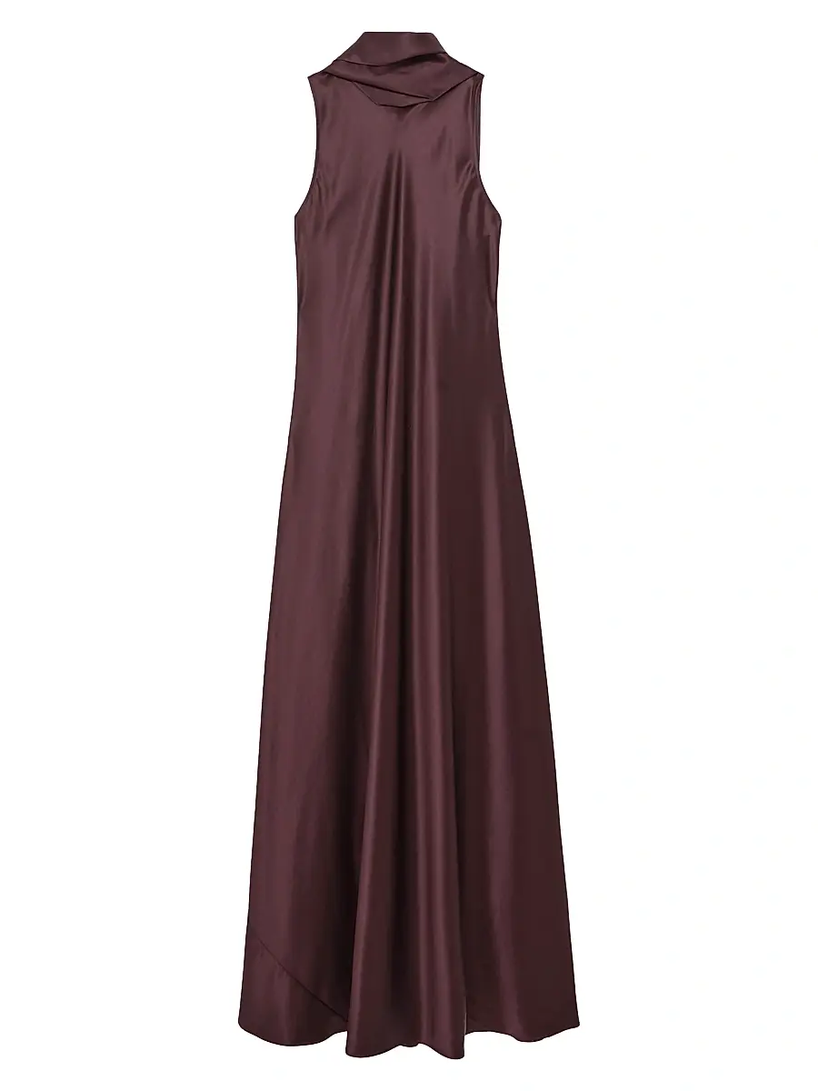 Reiss Women's Fae Satin Capeback Dress - Burgundy | Image 1 Reiss Women's Fae Satin Capeback Dress - Burgundy | Image 1
