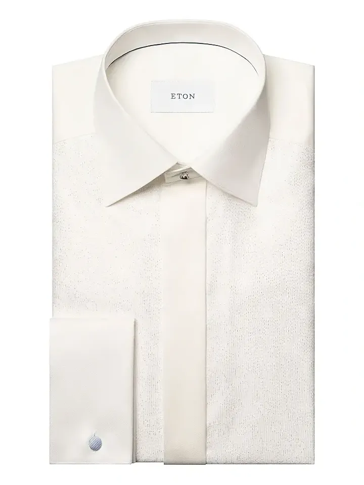 Men's Slim-Fit Bib-Striped Jacquard Shirt Men's Slim-Fit Bib-Striped Jacquard Shirt