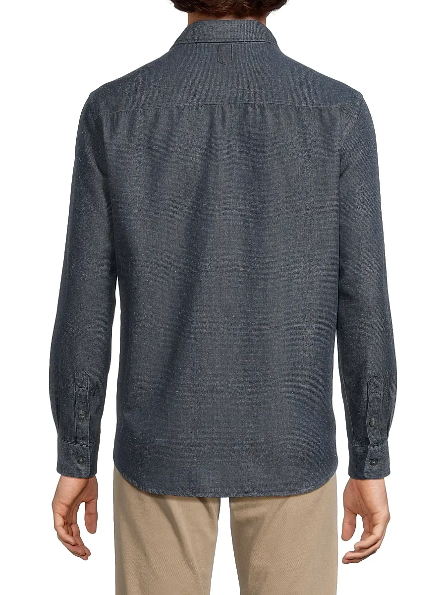 Canali Men's Cotton Mélange Denim Button-Front Shirt | Thumbnail 5