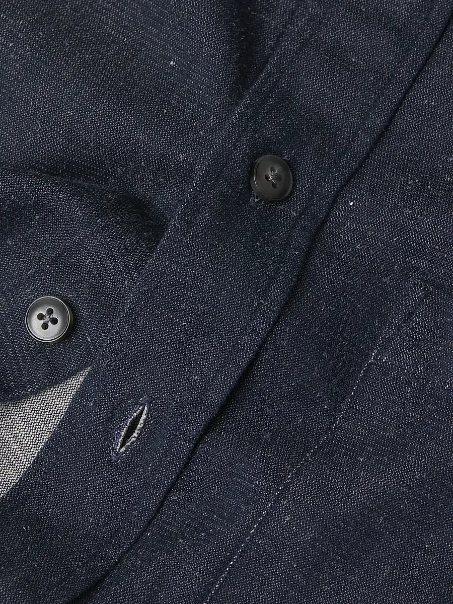 Canali Men's Cotton Mélange Denim Button-Front Shirt | Thumbnail 6
