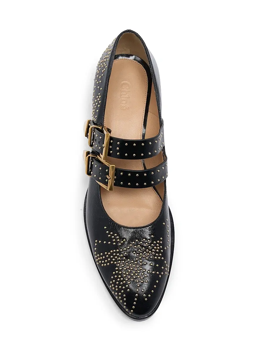 Chloé Women's Susan Stud-Embellished Leather Mary Janes - Black | Thumbnail 4 Chloé Women's Susan Stud-Embellished Leather Mary Janes - Black | Thumbnail 4
