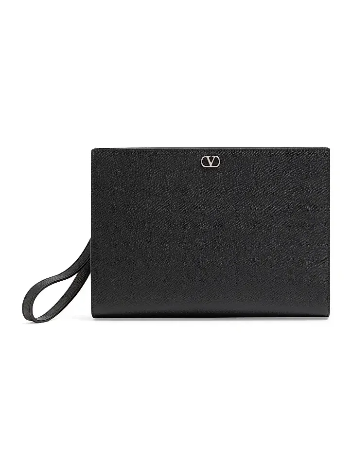 Valentino Men's VLogo Signature Grainy Calfskin Pouch