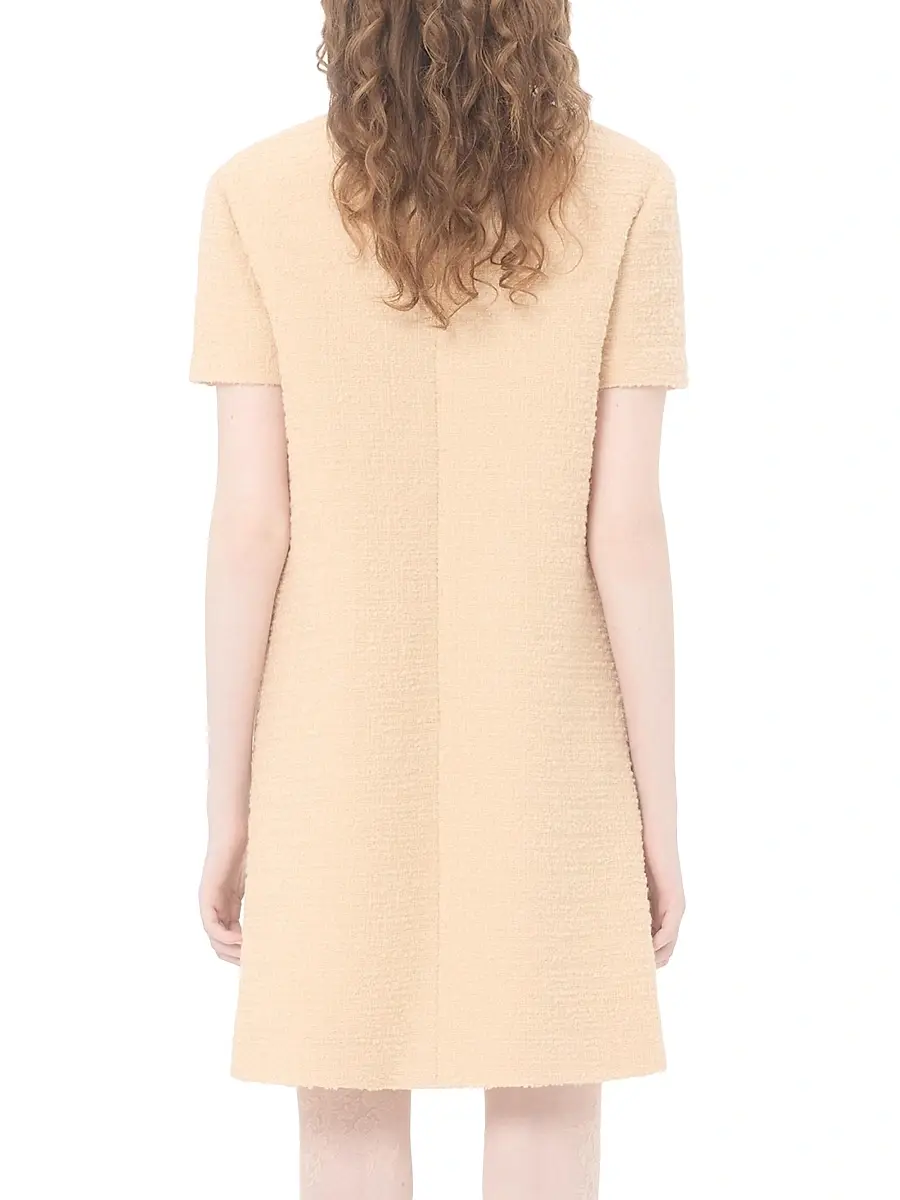 Valentino Women's Short Dress in Curly Wool - Birch | Thumbnail 4 Valentino Women's Short Dress in Curly Wool - Birch | Thumbnail 4