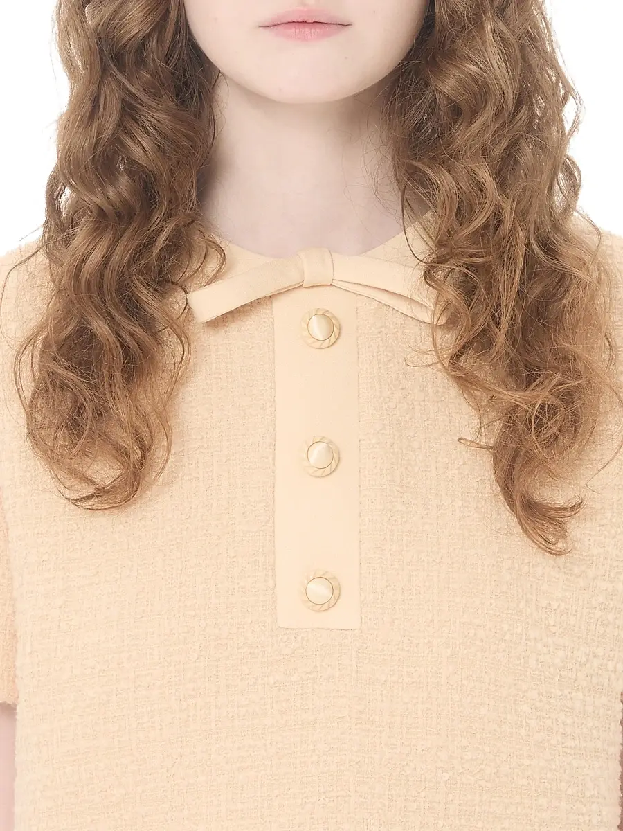 Valentino Women's Short Dress in Curly Wool - Birch | Thumbnail 5 Valentino Women's Short Dress in Curly Wool - Birch | Thumbnail 5