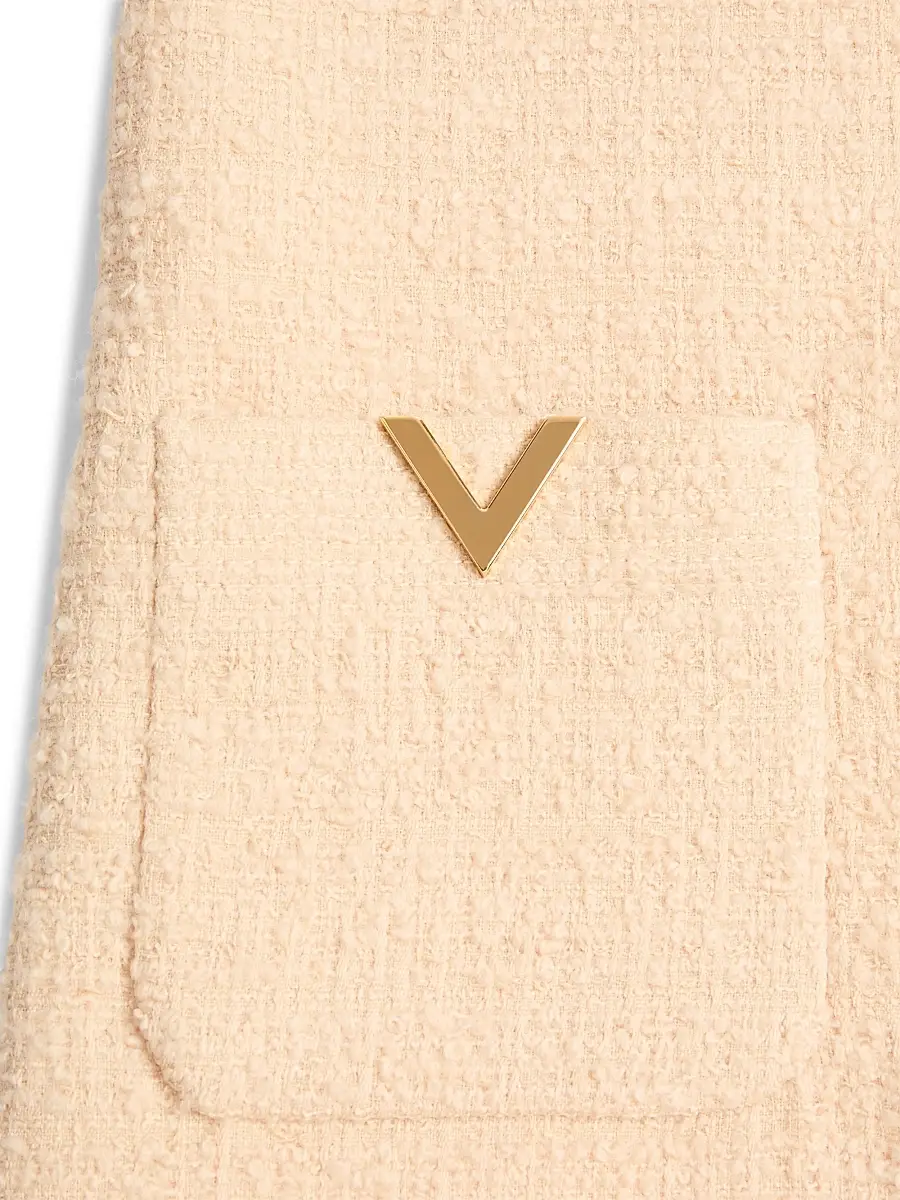 Valentino Women's Short Dress in Curly Wool - Birch | Thumbnail 6 Valentino Women's Short Dress in Curly Wool - Birch | Thumbnail 6
