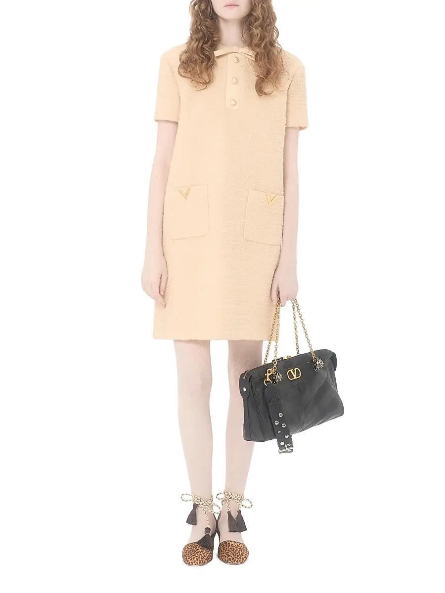 Valentino Women's Short Dress in Curly Wool - Birch | Thumbnail 7 Valentino Women's Short Dress in Curly Wool - Birch | Thumbnail 7