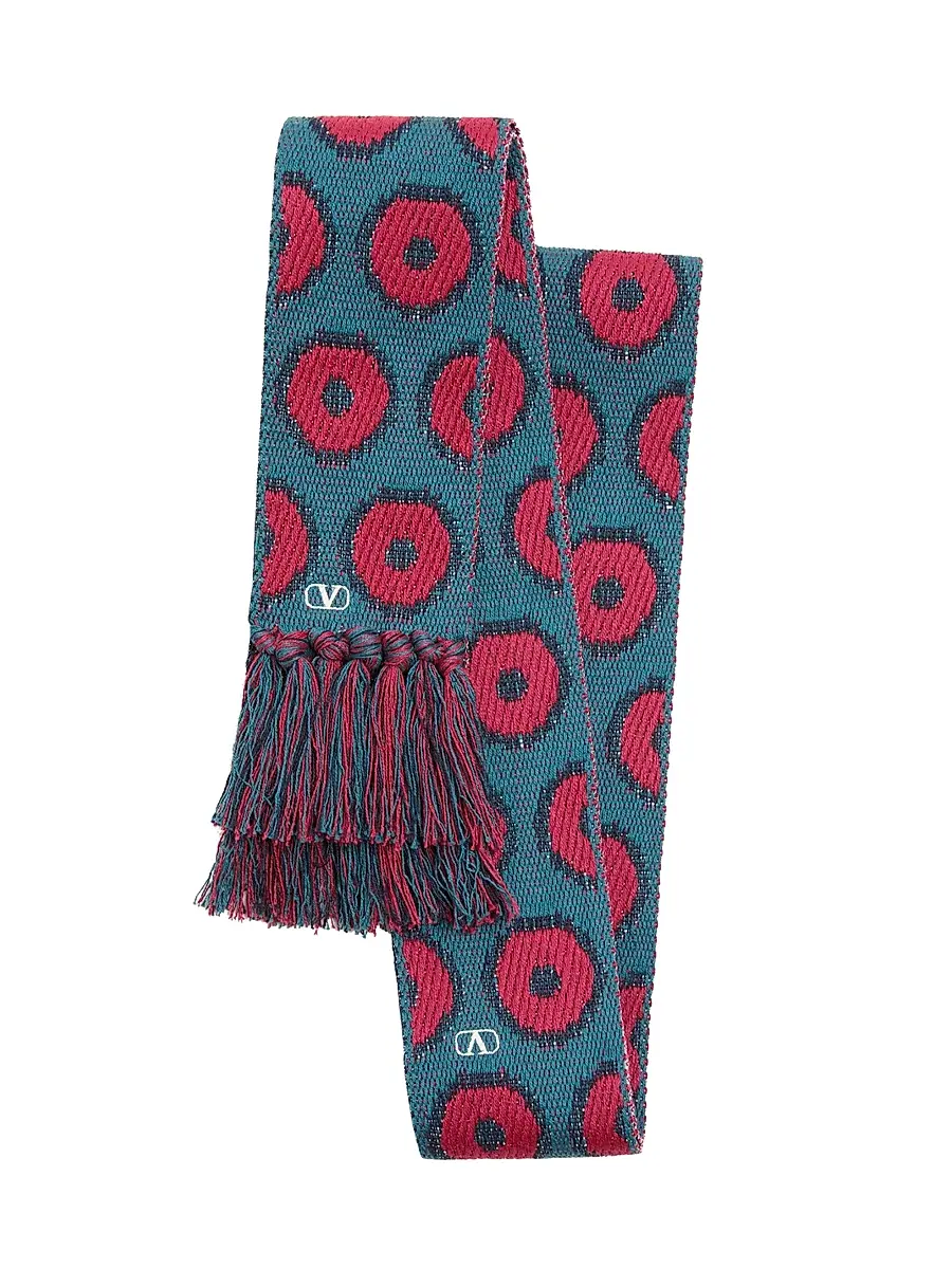 Valentino Men's Antibes Cotton Scarf with Fringe - Red Blue
