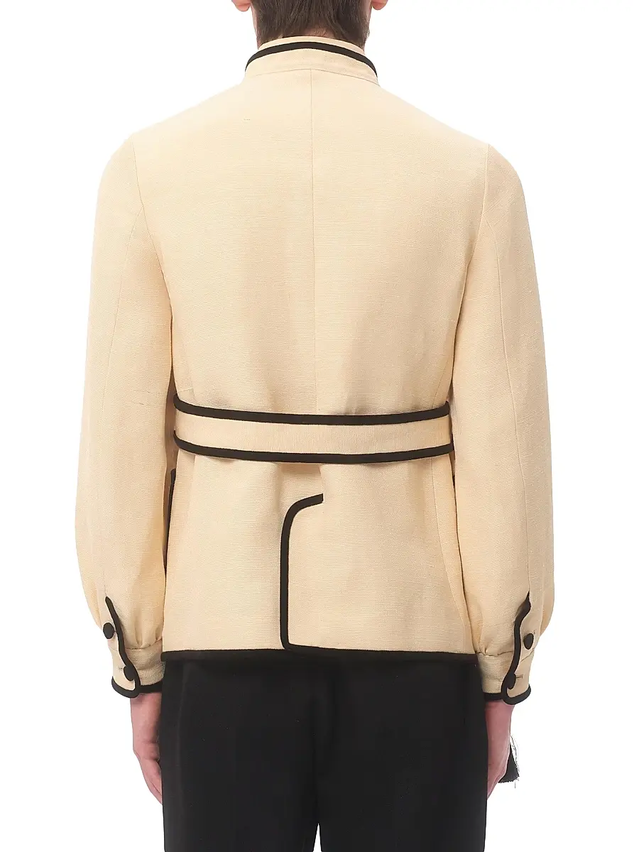 Valentino Men's Silk and Jute Canvas Jacket with VG Embroidery - Butter | Thumbnail 5 Valentino Men's Silk and Jute Canvas Jacket with VG Embroidery - Butter | Thumbnail 5