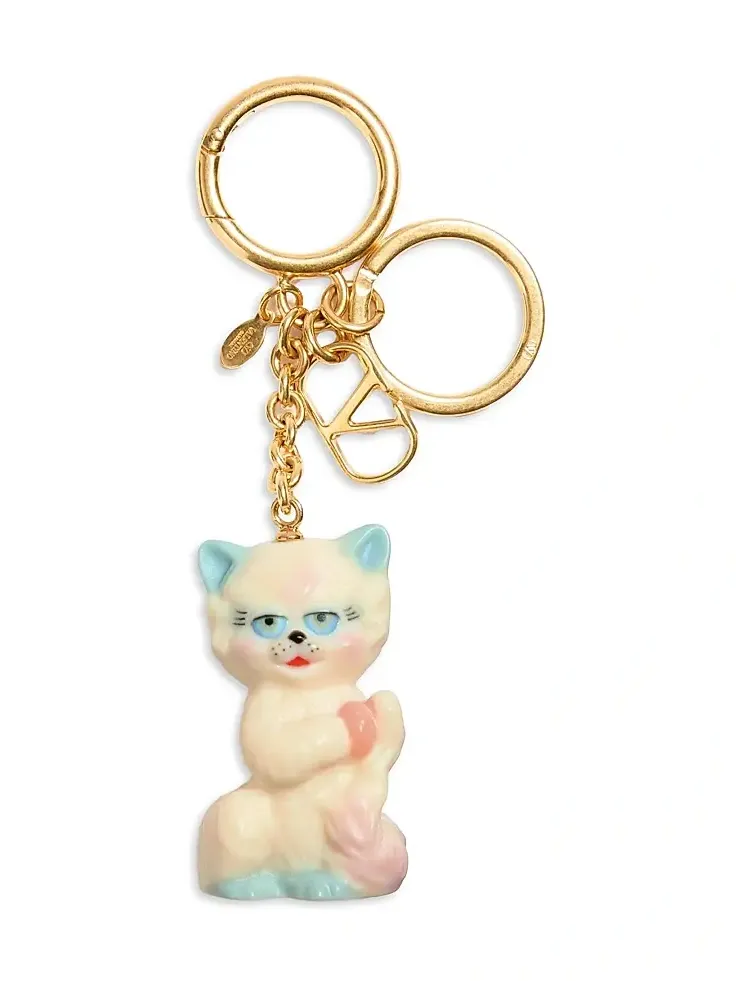Women's Le Chat De La Maison Nylon Bag Charm with Key Ring - Multicolorored Women's Le Chat De La Maison Nylon Bag Charm with Key Ring - Multicolorored