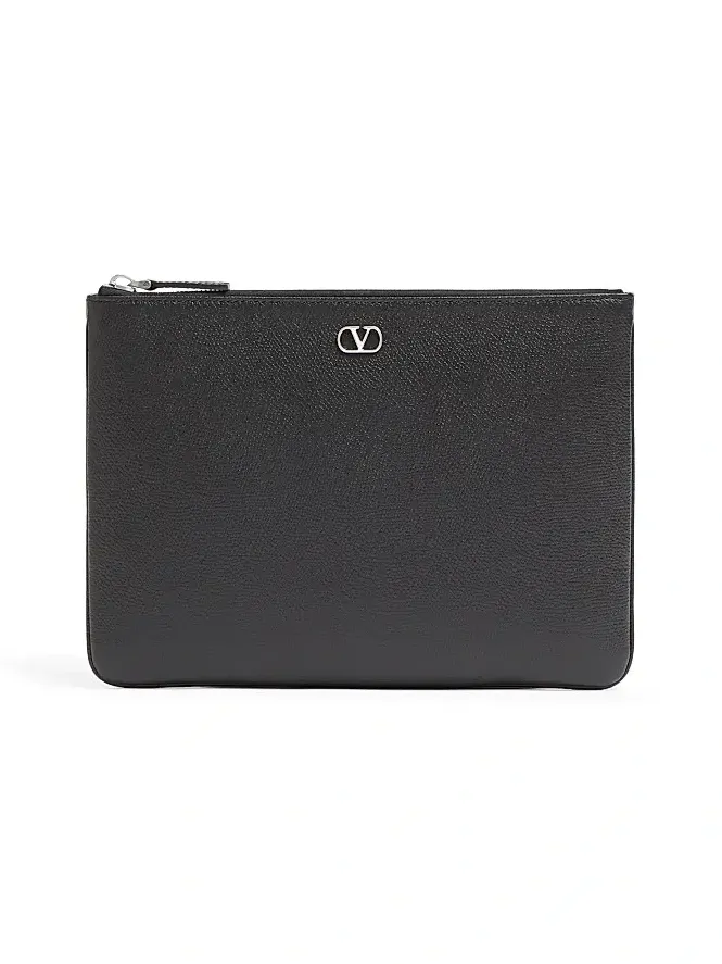 Men's VLogo Signature Grainy Calfskin Pouch Men's VLogo Signature Grainy Calfskin Pouch