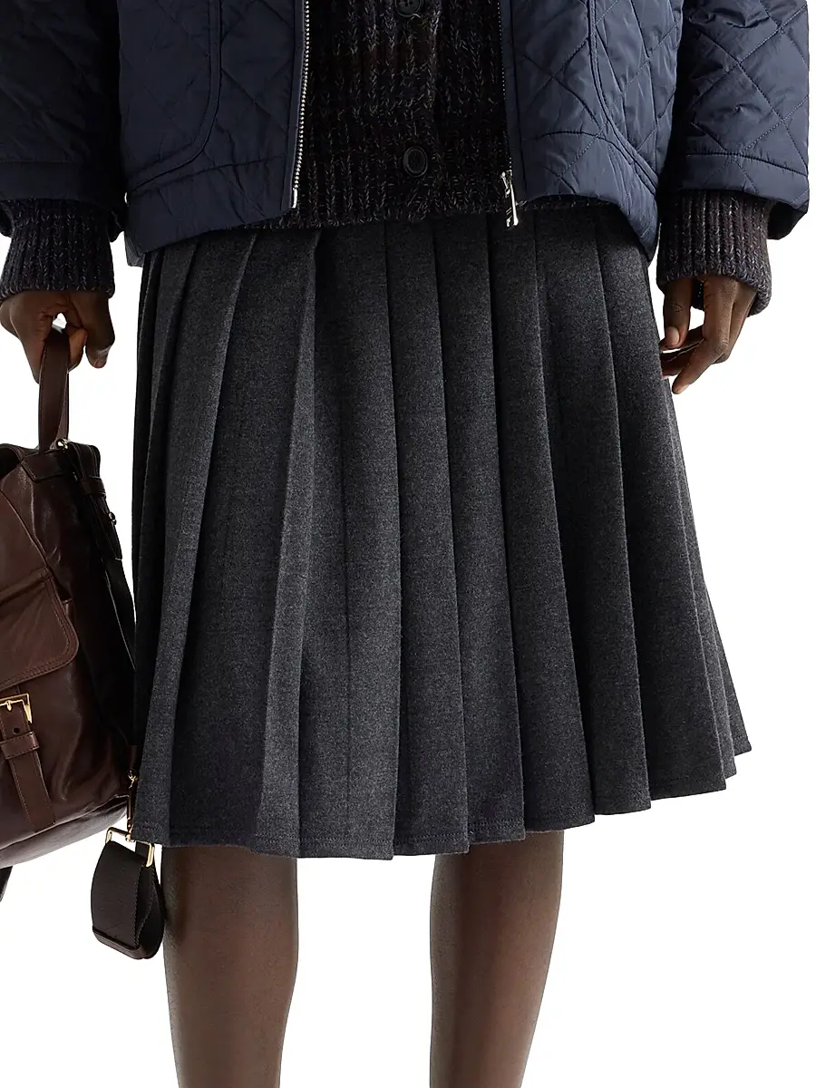 Prada Women's Pleated Jersey Skirt - Grey | Thumbnail 2