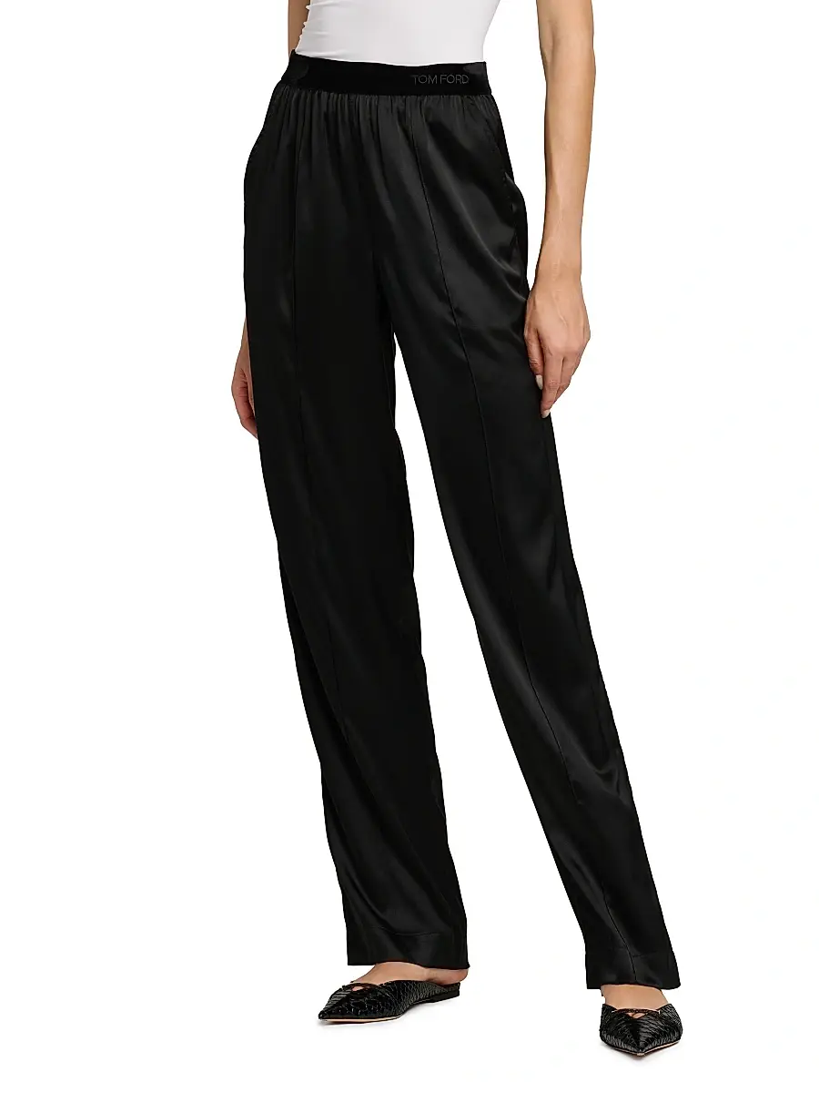 TOM FORD Women's Stretch Silk Satin Pajama Pants - Naa Black | Thumbnail 4 TOM FORD Women's Stretch Silk Satin Pajama Pants - Naa Black | Thumbnail 4