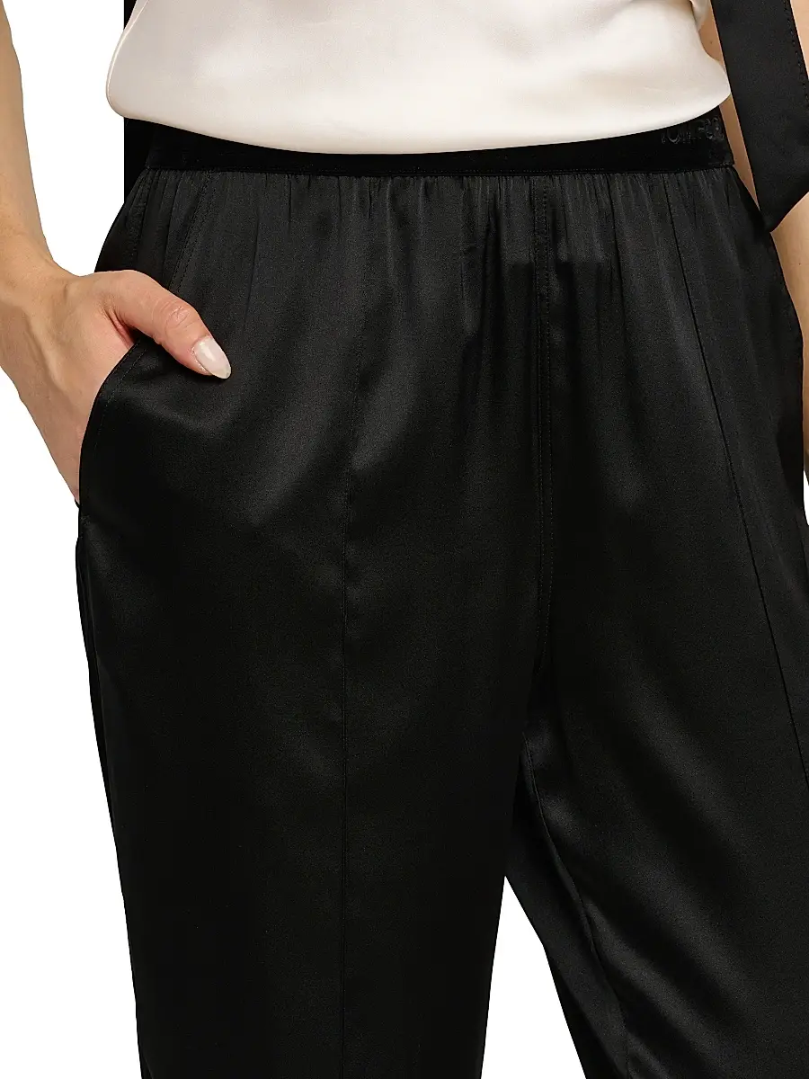 TOM FORD Women's Stretch Silk Satin Pajama Pants - Naa Black | Thumbnail 6 TOM FORD Women's Stretch Silk Satin Pajama Pants - Naa Black | Thumbnail 6