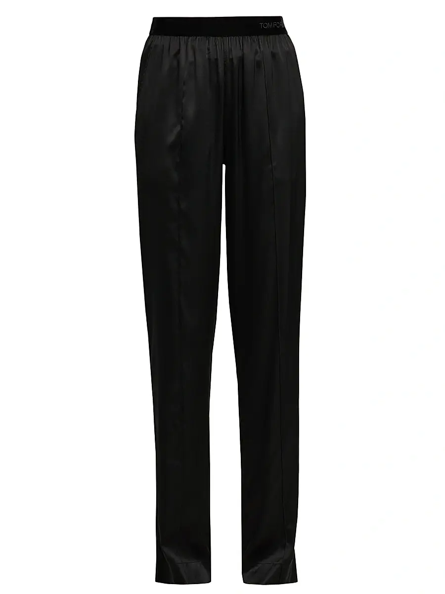 Women's Stretch Silk Satin Pajama Pants - Naa Black