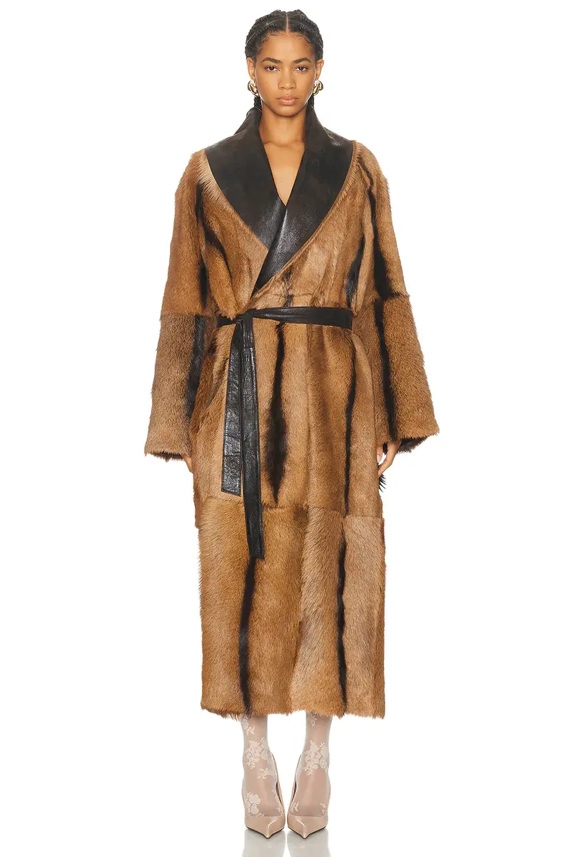 Magda Butrym Long Belted Leather Reversible Coat | Thumbnail 3 Magda Butrym Long Belted Leather Reversible Coat | Thumbnail 3