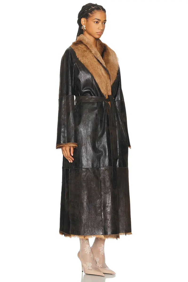 Magda Butrym Long Belted Leather Reversible Coat | Thumbnail 4 Magda Butrym Long Belted Leather Reversible Coat | Thumbnail 4