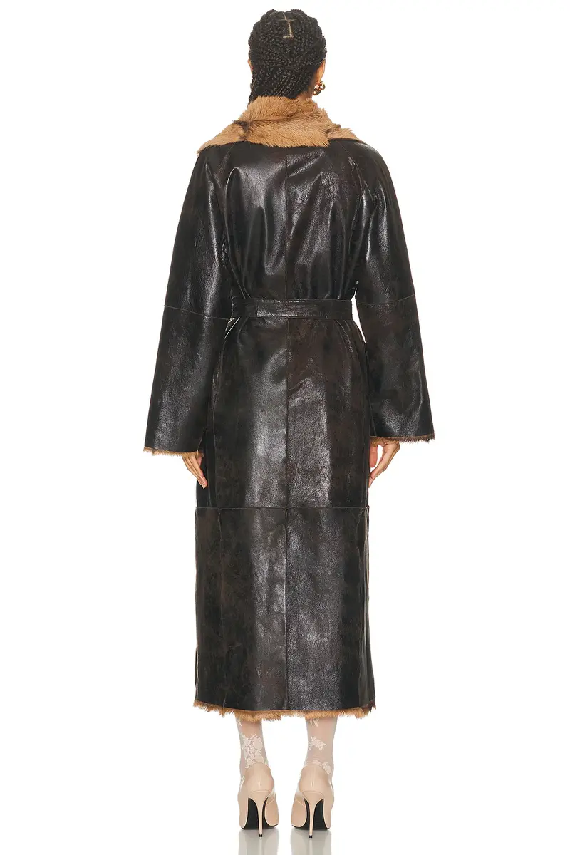 Magda Butrym Long Belted Leather Reversible Coat | Thumbnail 5 Magda Butrym Long Belted Leather Reversible Coat | Thumbnail 5