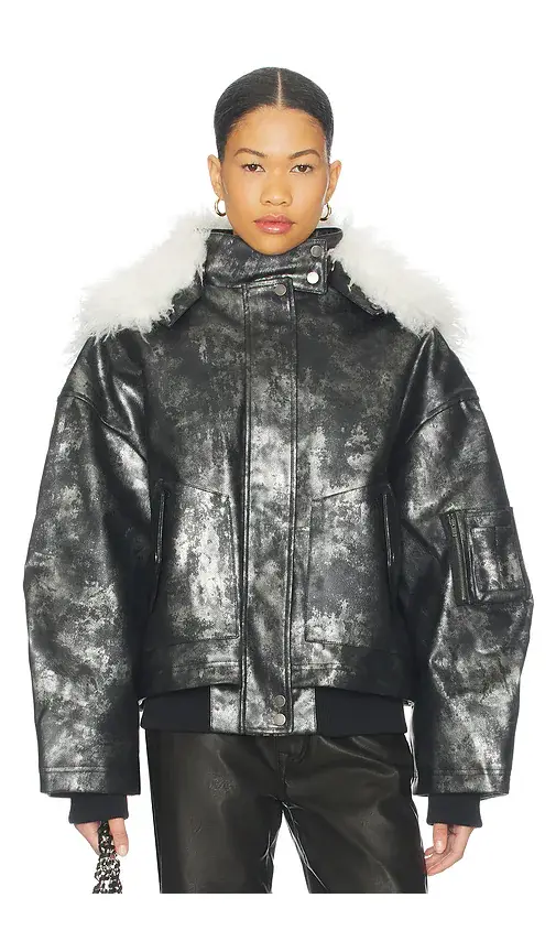 Jaded London Xl Faux Fur Collar Bomber Jacket