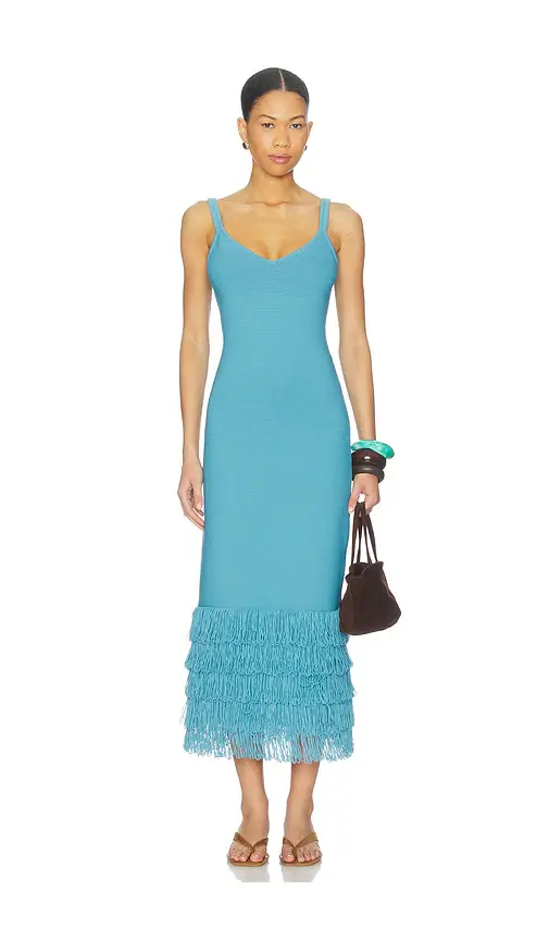 Amur Decker Fringe Midi Dress