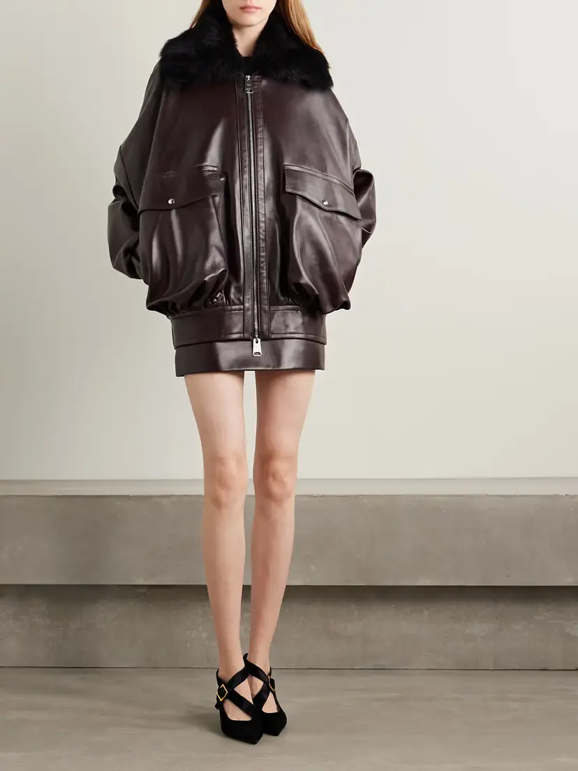 Khaite Daemon Oversized Shearling-trimmed Leather Jacket | Thumbnail 2