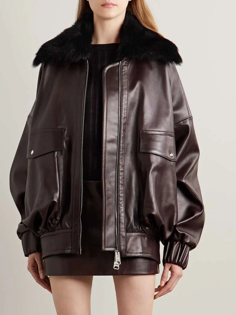 Khaite Daemon Oversized Shearling-trimmed Leather Jacket | Thumbnail 3